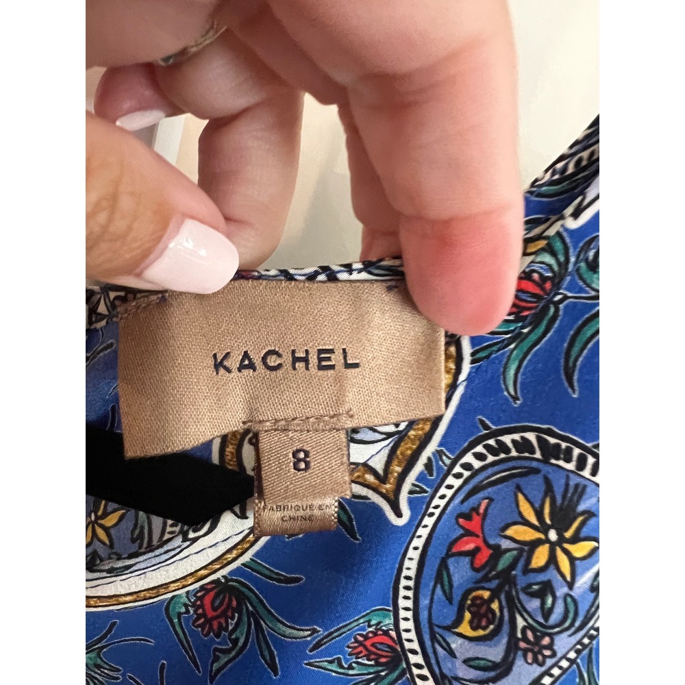 Kachel Anthropologie 100%‎ Silk Paisley Drop Waist High Low  Dress Womens 8 - Picture 9 of 10